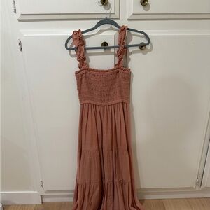 Love Tree Ruffled Maxi Dress in Warm Terracotta